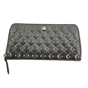 FENDI Silver Patent Leather Zippy Wallet Zip Around Made in Italy Authenticated